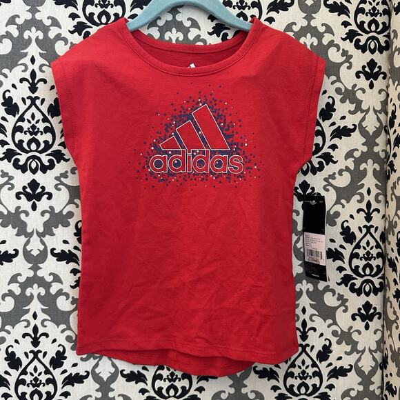 Adidas Girls 3T Red Tee & Navy Shorts Set‎ | NWT Sporty Style - Picture 2 of 8